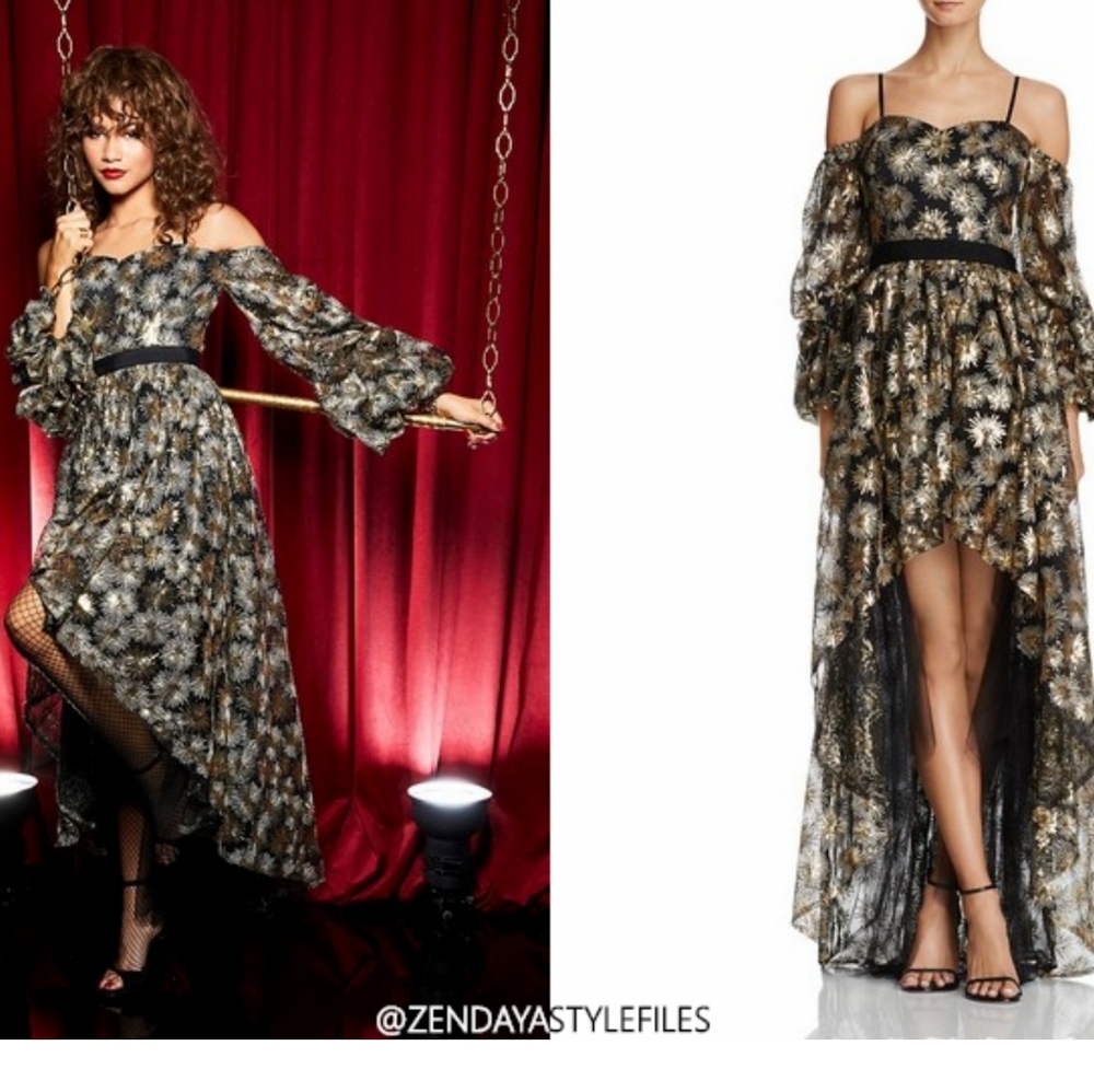 Aqua x Zendaya • Firework Sequined Cold Shoulder Gown